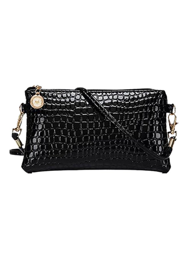 Alligator Pattern Crossbody Bag Black - Image 1