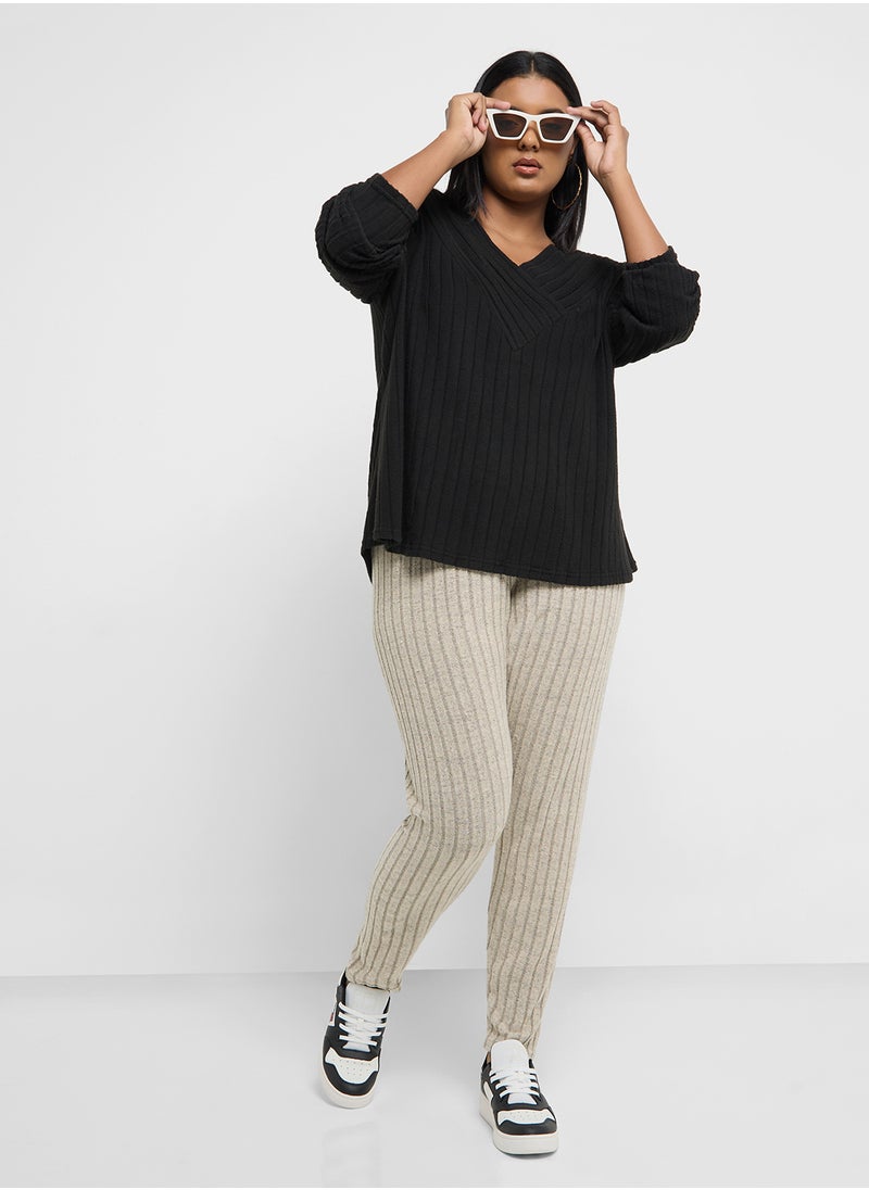 Ginger Plus Ribbed Knitted V Neck Sweater  - Image 4