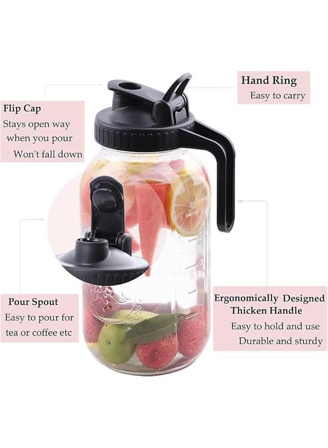 HOOKOR Coffee Maker Pitcher,64 Oz Heavy Duty Wide Mouth Glass Mason Jar with Heavy Duty Stainless Steel Filter and Brush, for Ice Lemonade, Fruit Drinks,Homemade Fruit Drinks Container (Black) - Image 3