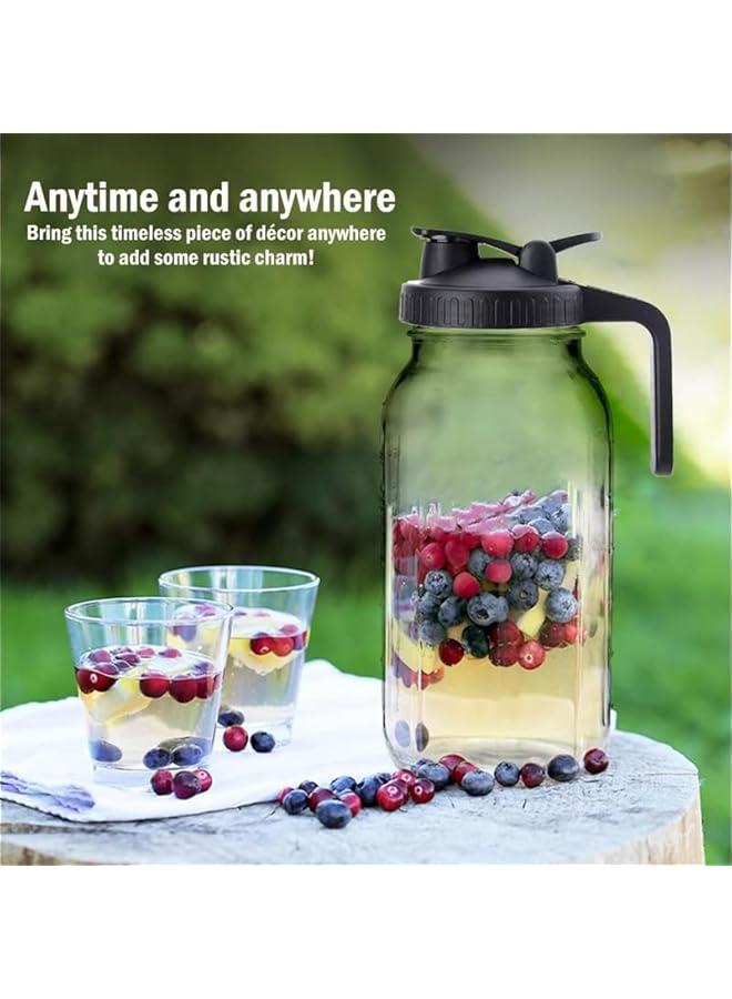 HOOKOR Coffee Maker Pitcher,64 Oz Heavy Duty Wide Mouth Glass Mason Jar with Heavy Duty Stainless Steel Filter and Brush, for Ice Lemonade, Fruit Drinks,Homemade Fruit Drinks Container (Black) - Image 4