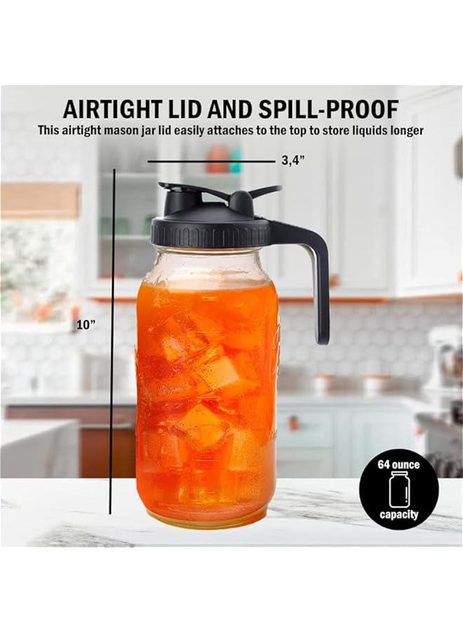 HOOKOR Coffee Maker Pitcher,64 Oz Heavy Duty Wide Mouth Glass Mason Jar with Heavy Duty Stainless Steel Filter and Brush, for Ice Lemonade, Fruit Drinks,Homemade Fruit Drinks Container (Black) - Image 5