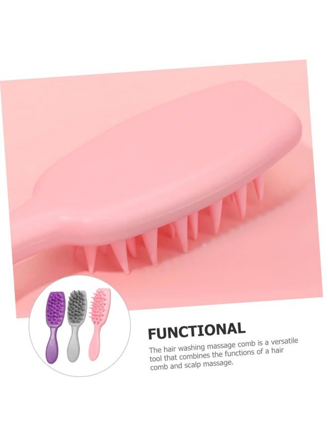 Hemoton 3Pcs Scalp Scrubber Silicone Scalp Massager Hair Growth Head Massage Comb Hair Shampoo Brush for Deep Cleansing Dandruff Removal to Relieve Stress, Wet Dry Use - Image 3