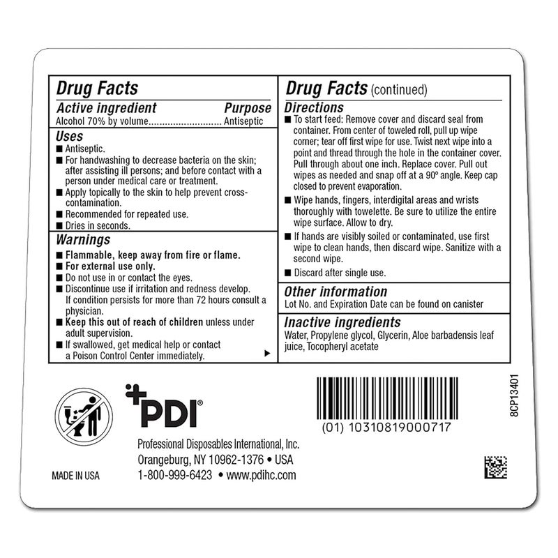 PDI Sani Hands Alc Antimicrogel Hand Wipes 135 per canister - Image 3