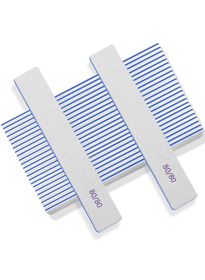 BLESWIN Nail Files 50Pcsnail File 8080 Grit For Acrylic Nails Rough Nail Files Emery Boards For Artificial Nails Fake Nails Professional Double Sided Jumbo Zebra Nail File - Image 1