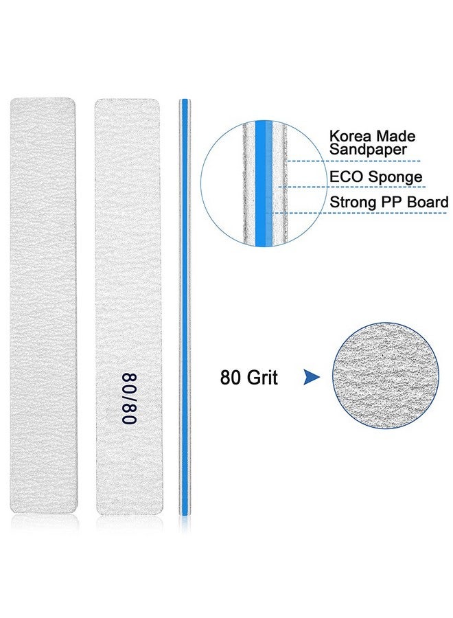 BLESWIN Nail Files 50Pcsnail File 8080 Grit For Acrylic Nails Rough Nail Files Emery Boards For Artificial Nails Fake Nails Professional Double Sided Jumbo Zebra Nail File - Image 2