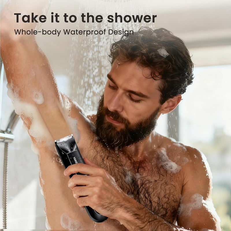 Maxgroom Manscape 3-In1 Body Hair Trimmer for Men, IPX7 Waterproof Electric Razor Shaver with LED Light, Travel Pouch & USB Rechargeable, Gifts for Men - Image 5