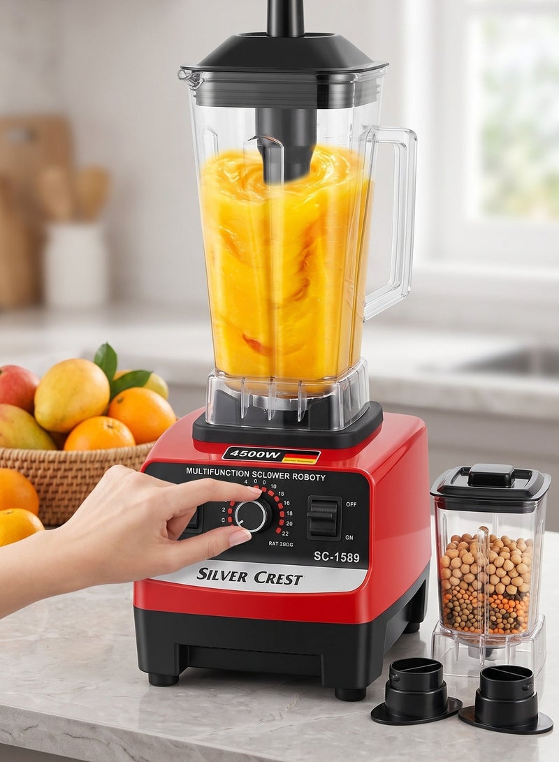 SilverCrest Professional Electric Blender Model SC-1589 High Speed Food Processor 4500W with Sharp Stainless Steel Blades for Ice Crushing Smoothies and Grains - Image 2