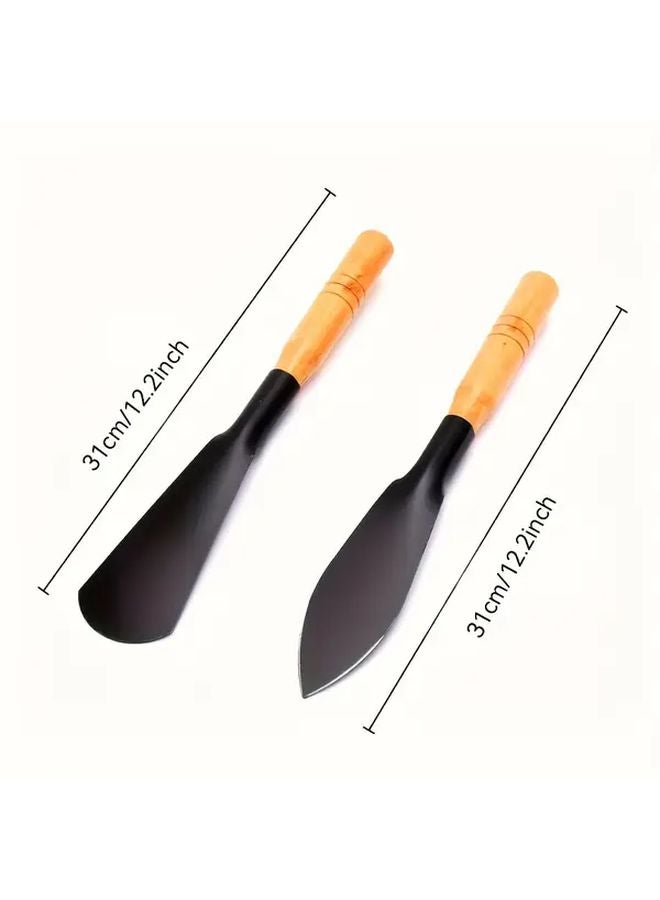 Ergonomic Manganese Steel Garden Shovel Set with Solid Wood Handle Flat and Pointed Shovel for Planting Weeding Digging - Image 4