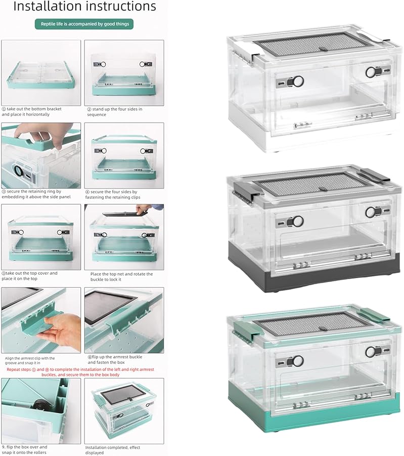 تررم الزواحف الأبيض مع فتحة تغذية قابلة للإزالة وتصميم مهوى - Image 3