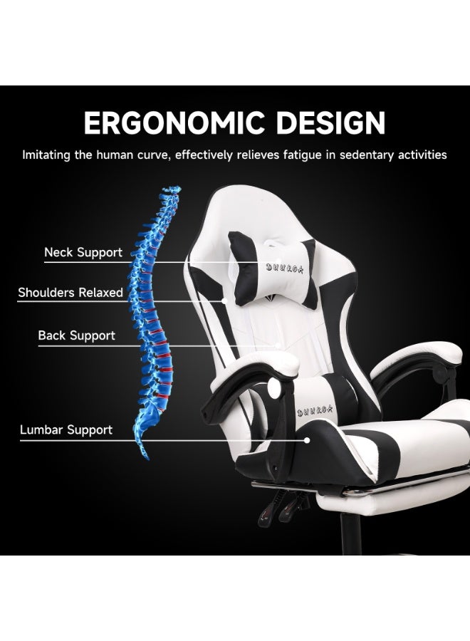 DUUKOA Gaming Chair with Footrest  Ergonomic Computer Chair 90°–135° Adjustment Backrest Perfect - Image 3