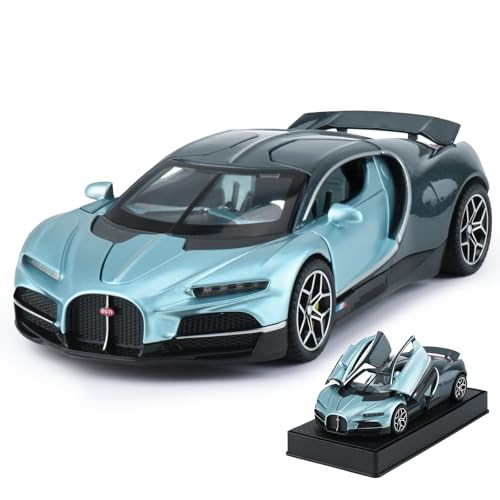 FRJV Car Toys for Boys 1 32 Diecast Cars Collectibles Car Model KitMetal Toy Car for Boys and GirlsPull Back Cars with Lights and SoundsCars for Kids Ages 35Blue - Image 1