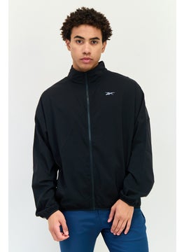 Reebok Men Sportswear Fit Long Sleeve Woven Running Windbreaker Jacket, Black  - Image 1