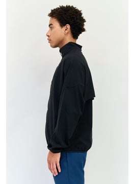 Reebok Men Sportswear Fit Long Sleeve Woven Running Windbreaker Jacket, Black  - Image 3