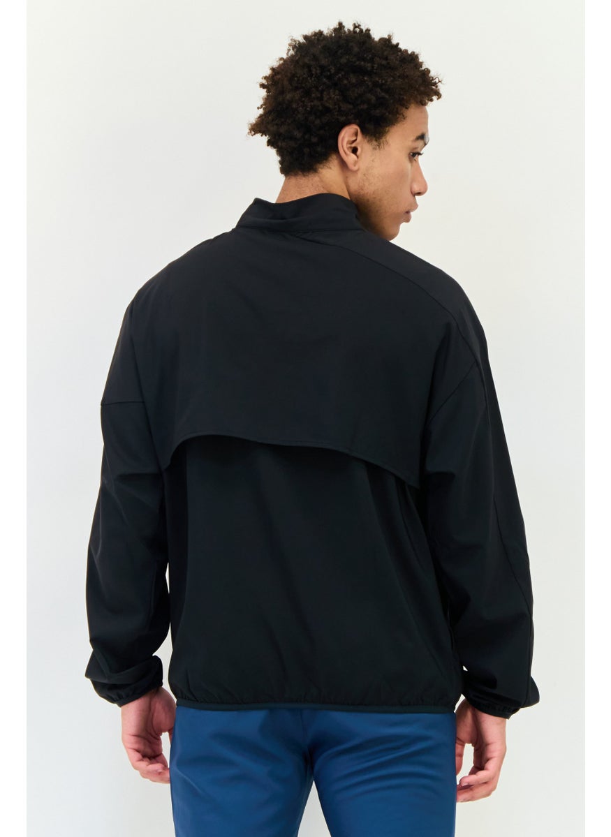 Reebok Men Sportswear Fit Long Sleeve Woven Running Windbreaker Jacket, Black  - Image 2