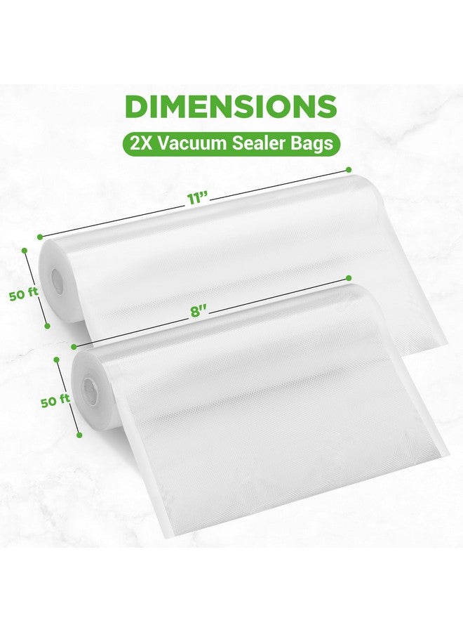 NutriChef Vacuum Sealer Bags for Food 8” x 50’ & 11" x 50' (2 Rolls, 100’ Total) - Works with All Sealers, BPA-Free, Heavy-Duty, Multi-Layered - Freezer, Microwave & Sous Vide Safe - Image 3