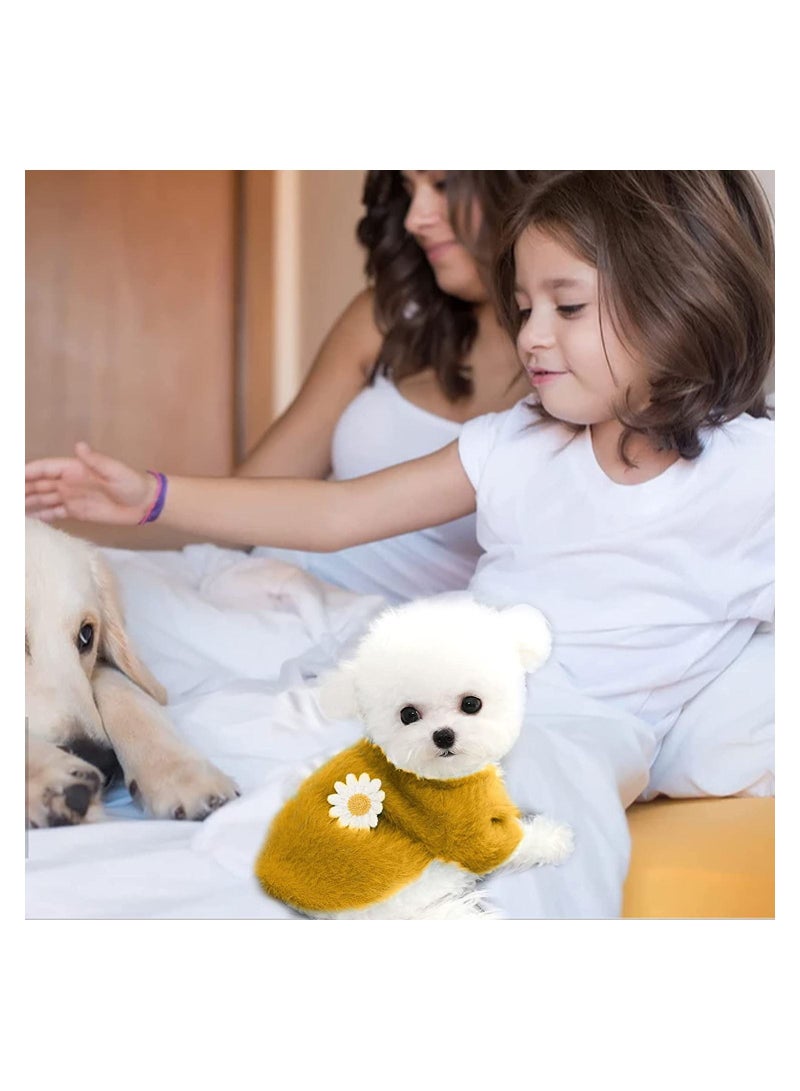 SYOSI Small Dog Sweater Cute Yellow Daisy Plush Dog Clothes for Small Dogs Warm Coat Sweater Winter Cloth for Small Puppy Soft Short Plush Clothes for Small Medium Dogs (Yellow Daisy)  - Image 5
