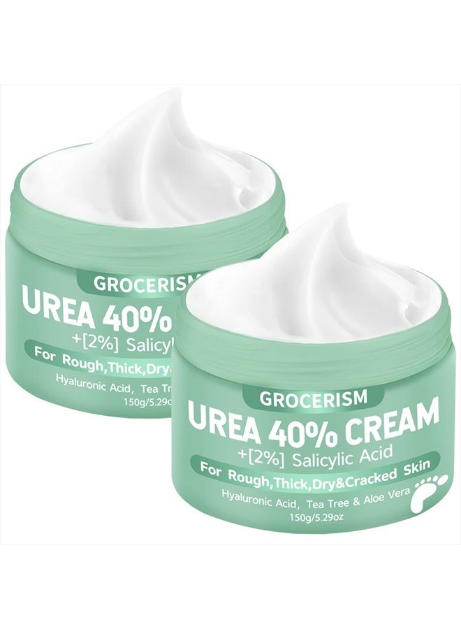 Grocerism 2 Packs Urea Cream 40% Plus 2% Salicylic Acid 5.30 oz || Foot Cream Maximum Strength with Hyaluronic Acid, Tea Tree, and Aloe Vera for Deep Moisturizes, Callus Remover and Soften - Image 1