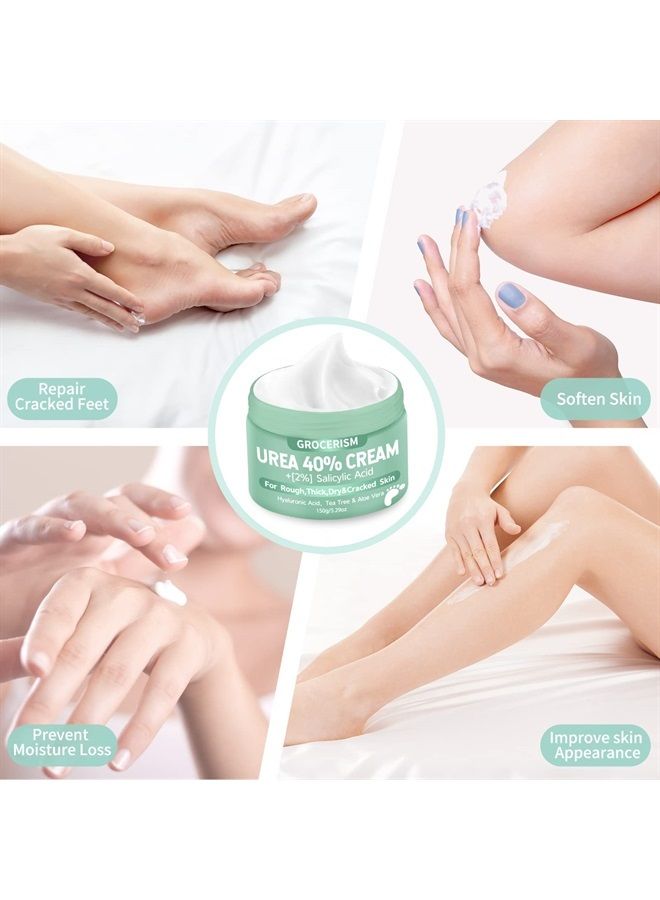 Grocerism 2 Packs Urea Cream 40% Plus 2% Salicylic Acid 5.30 oz || Foot Cream Maximum Strength with Hyaluronic Acid, Tea Tree, and Aloe Vera for Deep Moisturizes, Callus Remover and Soften - Image 5