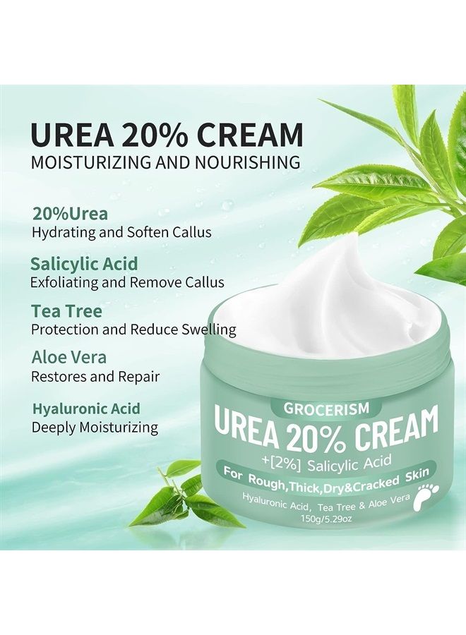 Grocerism 2 Packs Urea Cream 40% Plus 2% Salicylic Acid 5.30 oz || Foot Cream Maximum Strength with Hyaluronic Acid, Tea Tree, and Aloe Vera for Deep Moisturizes, Callus Remover and Soften - Image 4