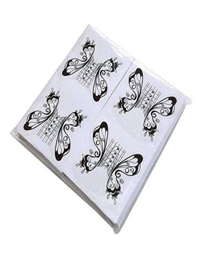 VNC 200 Pcs Nail Form Guide Acrylic Tip Extension Forms Black And White Color Sticker Rroll Manicure Tool for Acrylic UV Gel Nail Art Tips Butterfly Shape Long Nail Extension Bluider Forms - Image 3