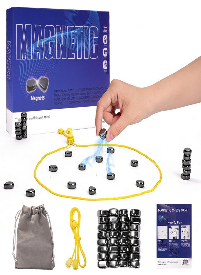 Dralaw Magnet Game with 32 Stones, Magnetic Chess Game with String, for Family & Party & Travel & Camping, Puzzle Strategy Games - Image 1