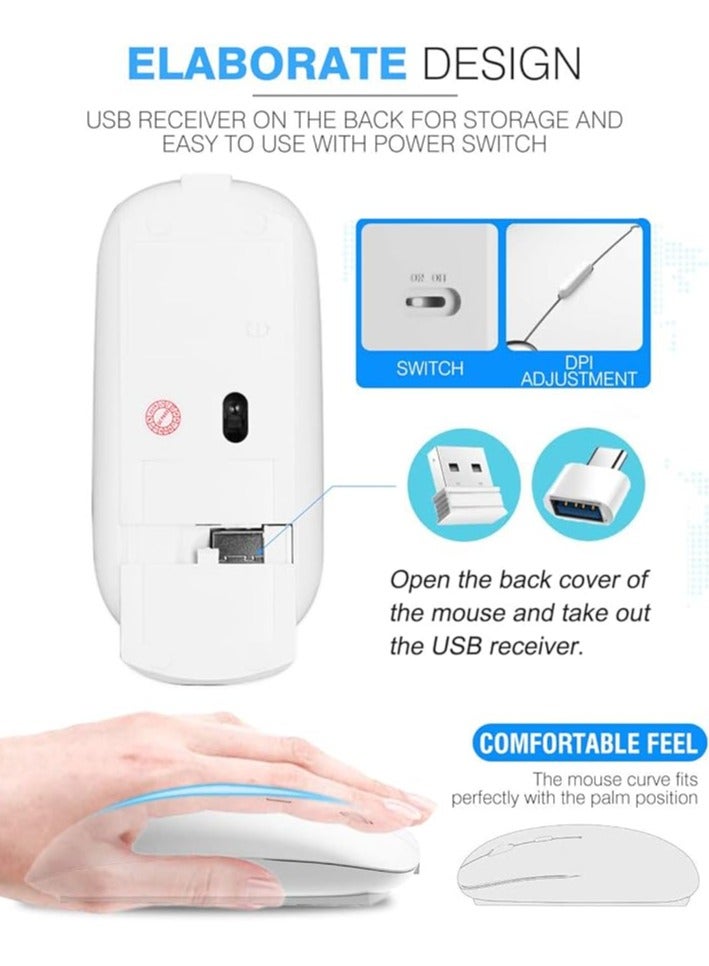 Digipace Wireless Mouse, 2.4G Slim Mute Silent Click Noiseless Optical Mouse with USB Receiver and Type C Adapter Compatible with Notebook, PC, Laptop, Computer, MacBook (BLACK) - Image 3