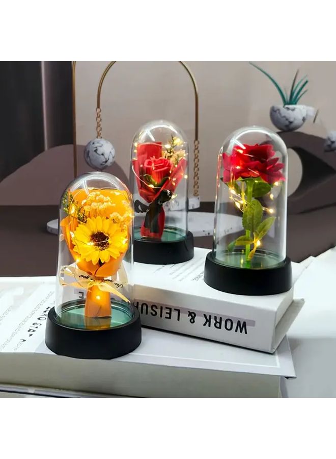 Red Rose Bouquet With LED Light Graduation Gift Home Decor For Valentine Birthday - Image 2