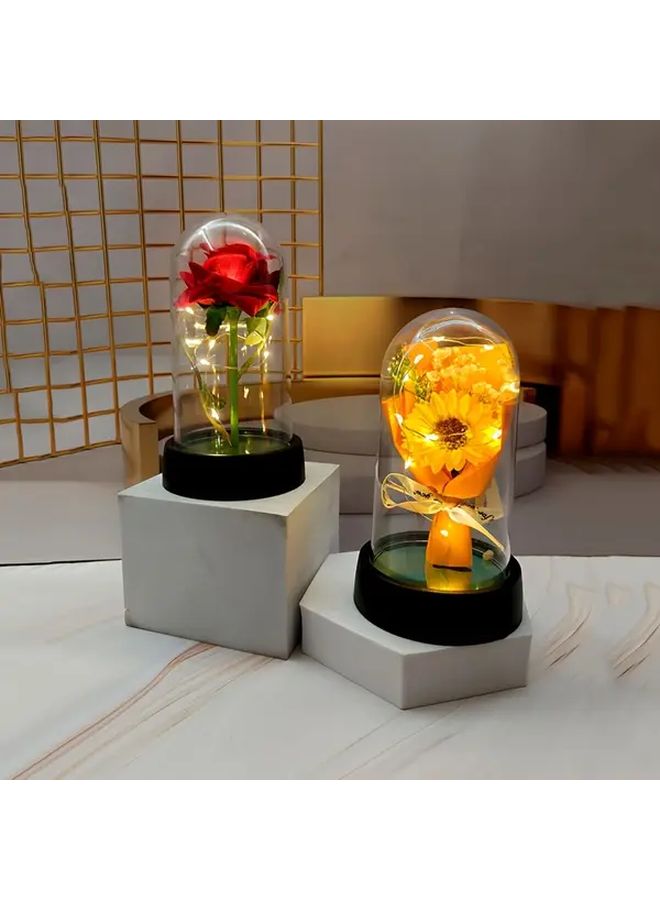 Red Rose Bouquet With LED Light Graduation Gift Home Decor For Valentine Birthday - Image 3