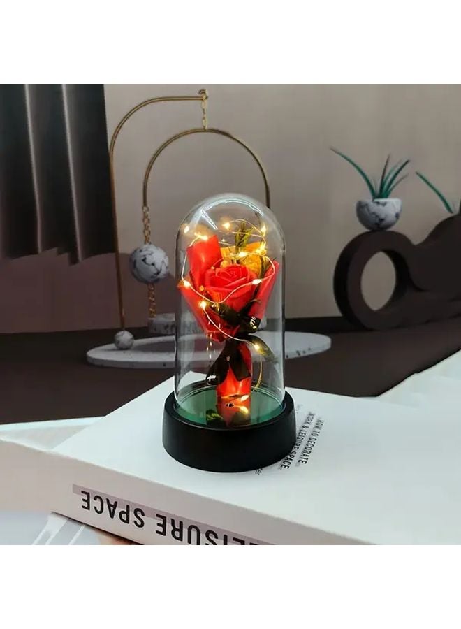 Red Rose Bouquet With LED Light Graduation Gift Home Decor For Valentine Birthday - Image 1