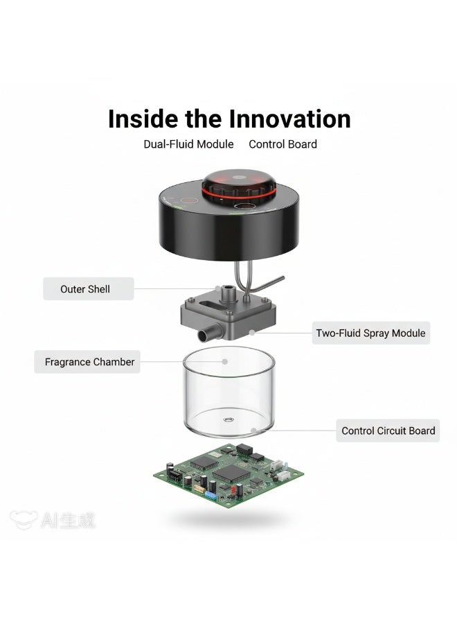 Y&D （Black）Two-Fluid Waterless Essential Oil Machine Cold Mist Aromatherapy Machine Home Fragrance Diffuser Automatic Spray Fragrance Instrument - Image 4