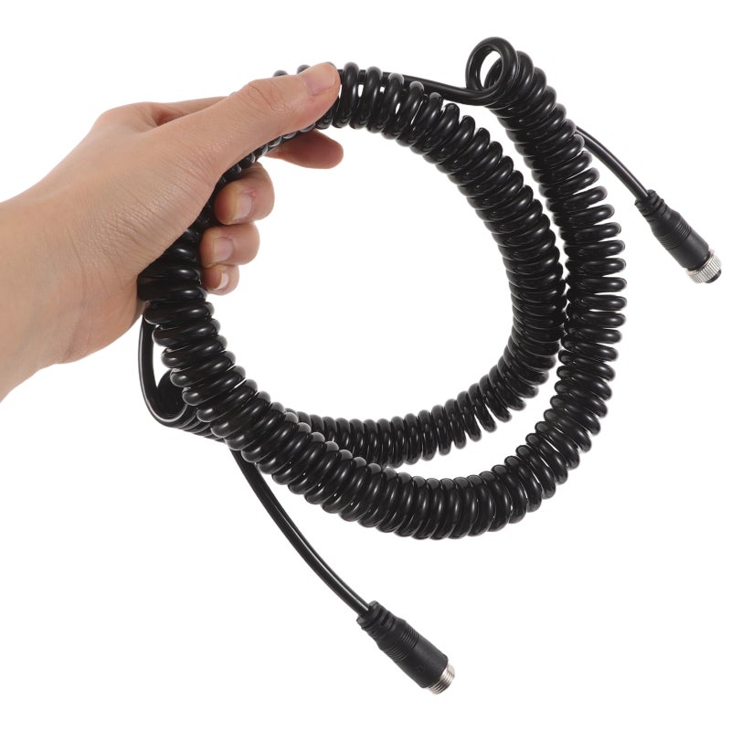 Spring Extension Cable for Car Backup Camera Heavyduty Black Truck Trailer Video Wire - Image 4
