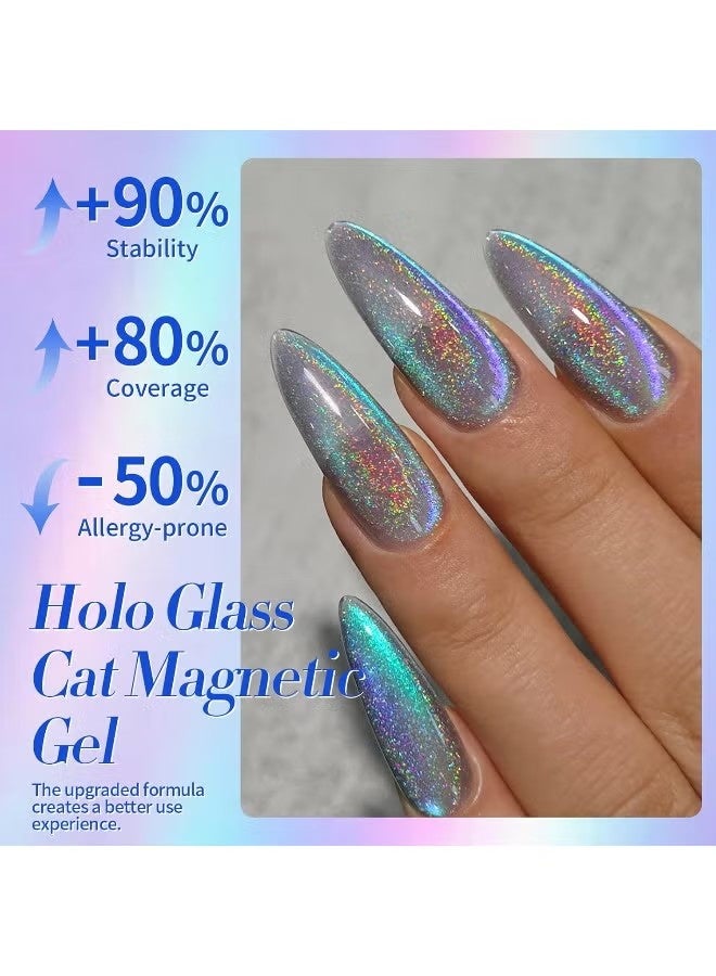 Born Pretty 9D Cat Magnetic Eye Gel Nail Polish Holographic Rainbow Gel Polish Blue Purple Soak Off U V LED Gel Polish Nail Art Design Manicure Salon DIY Home 15ML - Image 3