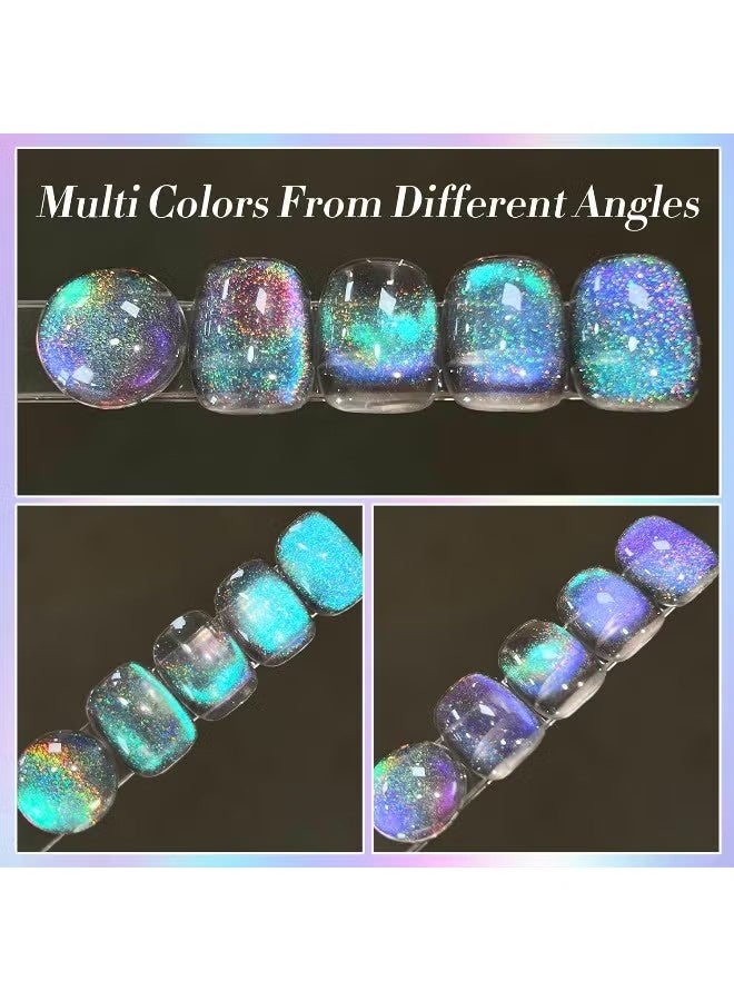 Born Pretty 9D Cat Magnetic Eye Gel Nail Polish Holographic Rainbow Gel Polish Blue Purple Soak Off U V LED Gel Polish Nail Art Design Manicure Salon DIY Home 15ML - Image 5