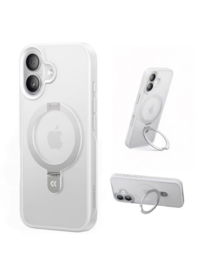 CASEKOO Designed for 17 Case with Magnetic Invisible Stand [Military Drop Protection] [Compatible with MagSafe] Shockproof Translucent Matte Slim Phone Cover 6.3", White - Image 1