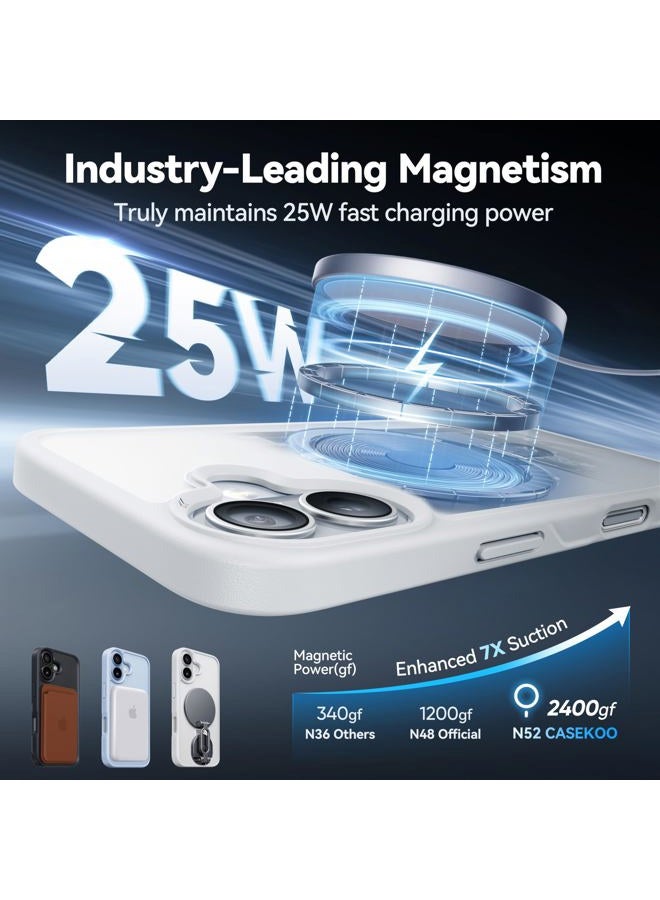 CASEKOO Designed for 17 Case with Magnetic Invisible Stand [Military Drop Protection] [Compatible with MagSafe] Shockproof Translucent Matte Slim Phone Cover 6.3", White - Image 2