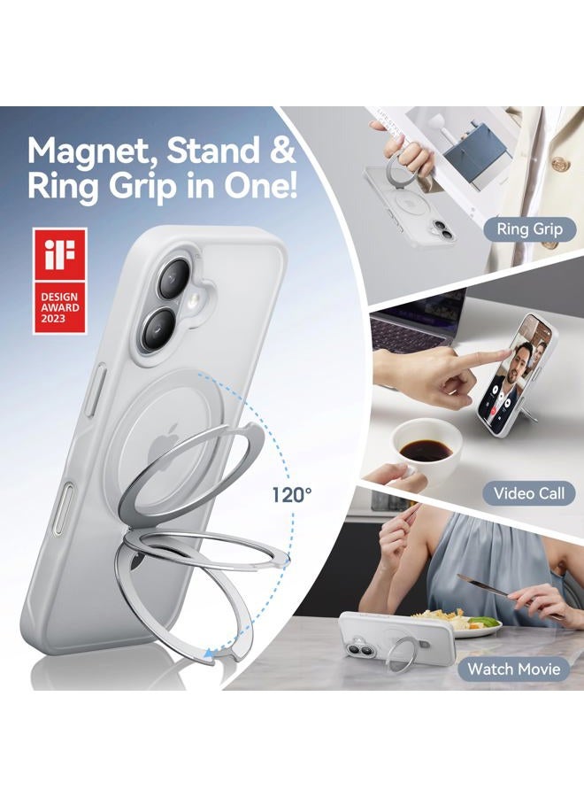 CASEKOO Designed for 17 Case with Magnetic Invisible Stand [Military Drop Protection] [Compatible with MagSafe] Shockproof Translucent Matte Slim Phone Cover 6.3", White - Image 3