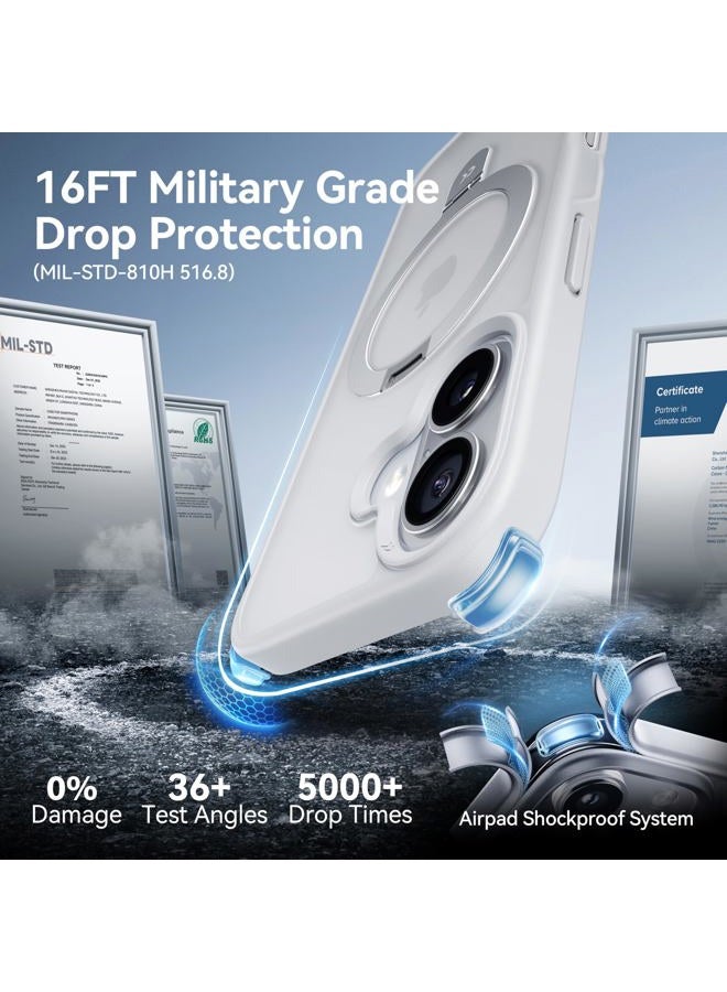 CASEKOO Designed for 17 Case with Magnetic Invisible Stand [Military Drop Protection] [Compatible with MagSafe] Shockproof Translucent Matte Slim Phone Cover 6.3", White - Image 5