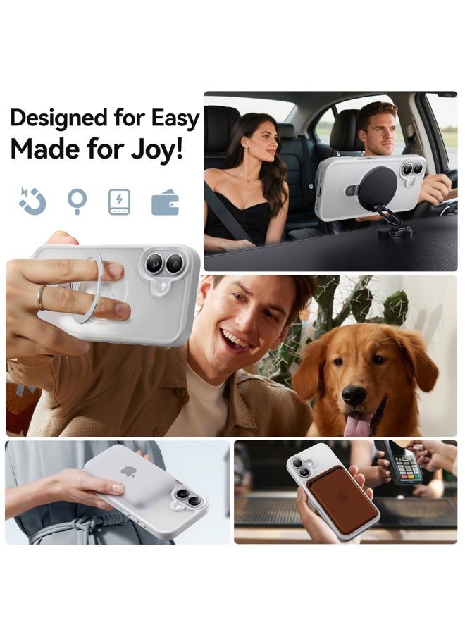 CASEKOO Designed for 17 Case with Magnetic Invisible Stand [Military Drop Protection] [Compatible with MagSafe] Shockproof Translucent Matte Slim Phone Cover 6.3", White - Image 4