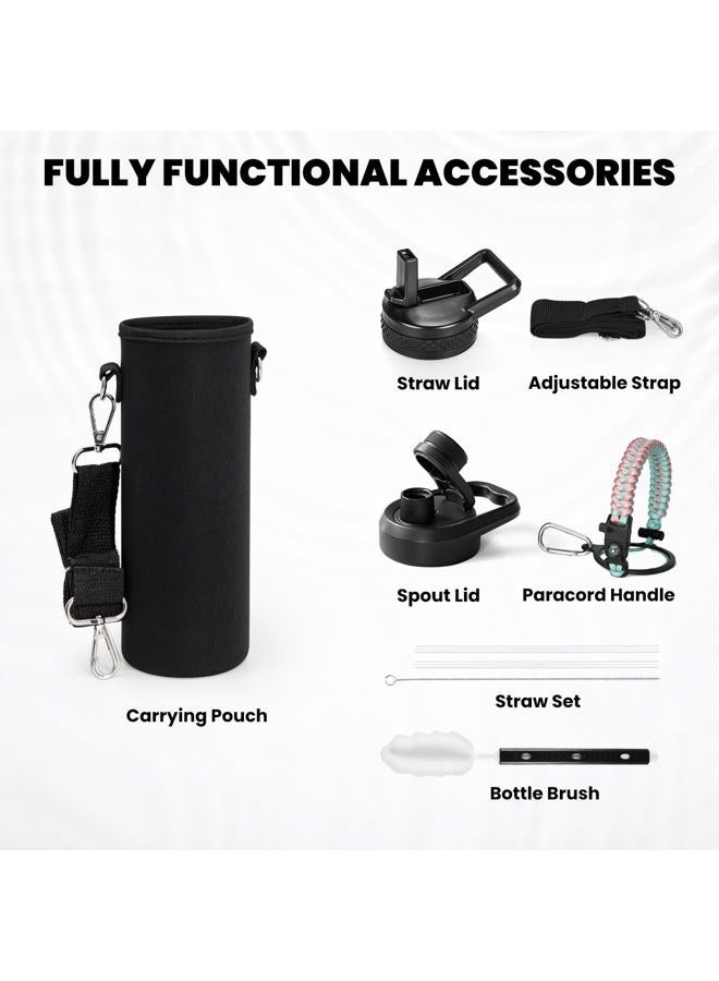 RAYMYLO Insulated Water Bottle 24 oz, Triple Wall Vacuum Stainless Steel (Cold for 24Hrs, Hot for 12Hrs), Leak Proof & Non-BPA, Modern Water Flask Jug with Paracord Handle & Straw Spout Lids - Image 5