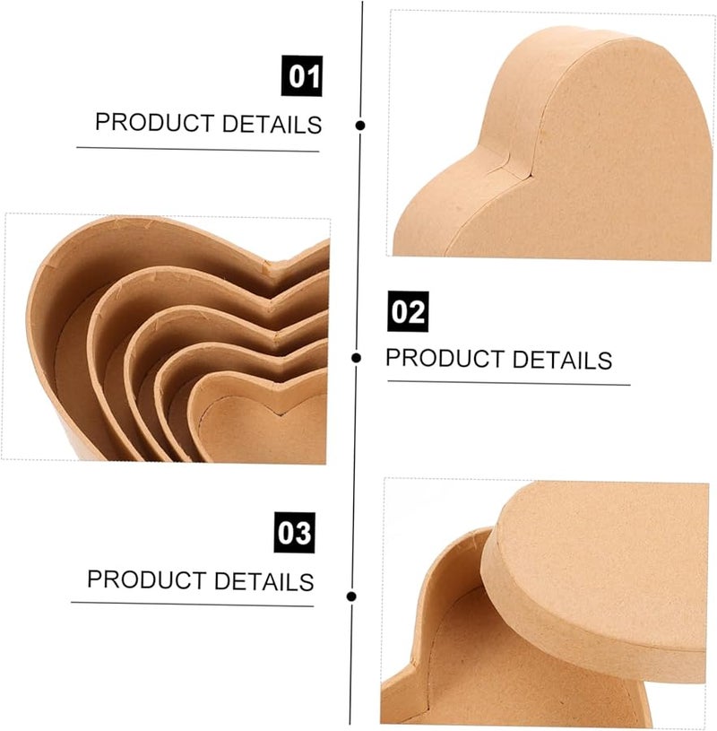 صندوق هدايا ورق كرافت على شكل قلب 5 قطع حاويات تغليف الحلوى للحفلات - Image 5