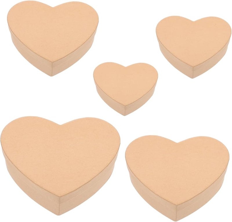 صندوق هدايا ورق كرافت على شكل قلب 5 قطع حاويات تغليف الحلوى للحفلات - Image 1