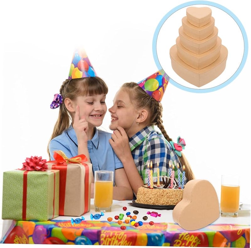 صندوق هدايا ورق كرافت على شكل قلب 5 قطع حاويات تغليف الحلوى للحفلات - Image 4