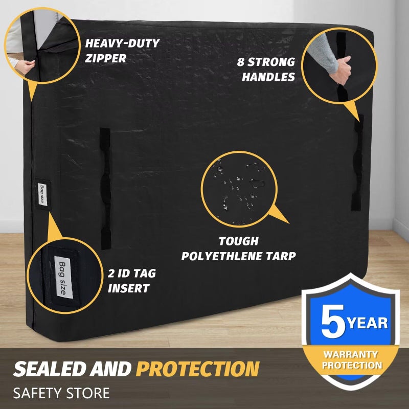 BETU Mattress Bags for Moving and Storage, BETU Waterproof Mattress Protector King Mattress Cover with 8 Heavy Duty Handles and Zipper Extra Thick Moving Supplies for Bed Reusable (82x79x13.5 Black) - Image 4