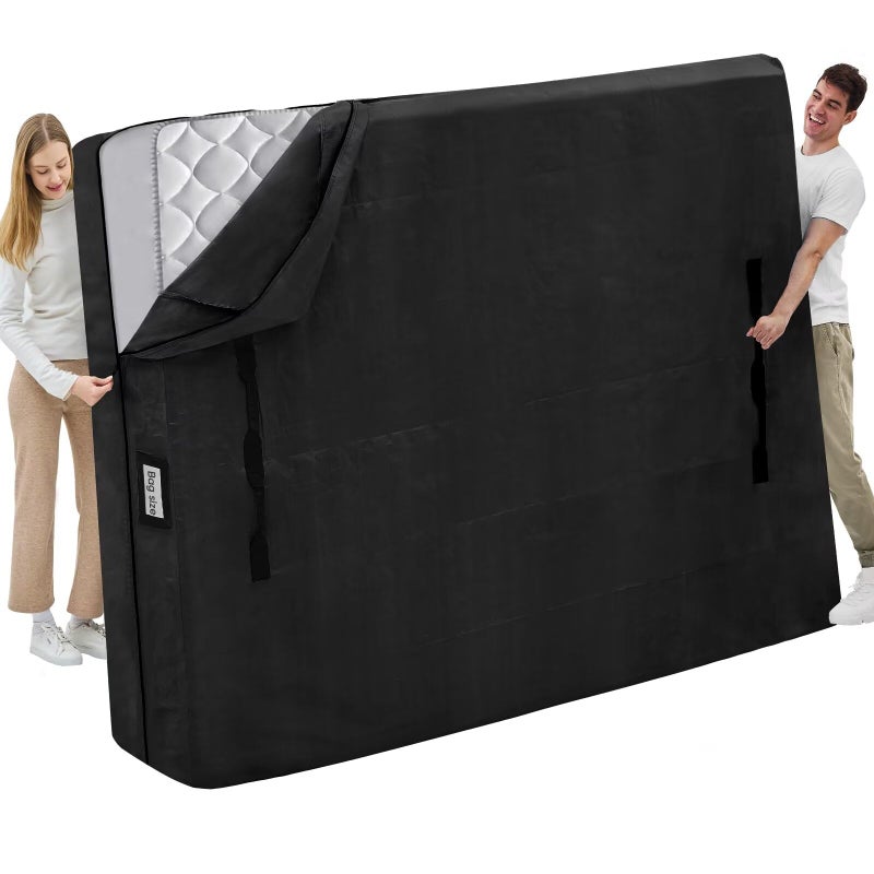 BETU Mattress Bags for Moving and Storage, BETU Waterproof Mattress Protector King Mattress Cover with 8 Heavy Duty Handles and Zipper Extra Thick Moving Supplies for Bed Reusable (82x79x13.5 Black) - Image 1