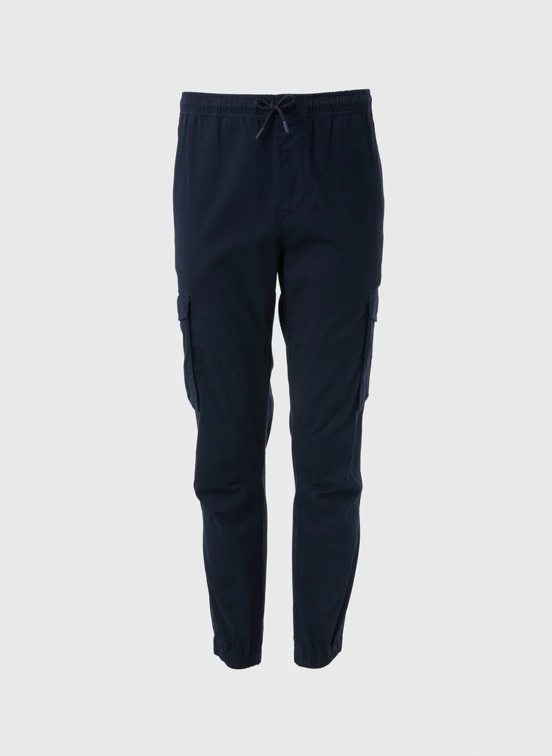 Matalan Navy Cuffed Cargo Trousers