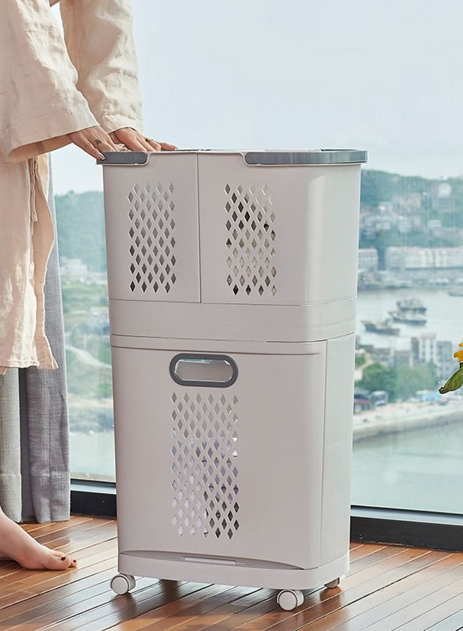 Rolling Laundry Basket Cart Washing Clothes Sorter Bin - Image 2