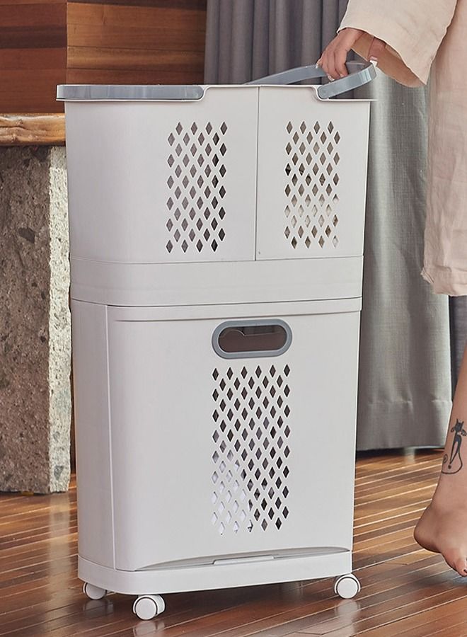 Rolling Laundry Basket Cart Washing Clothes Sorter Bin - Image 1