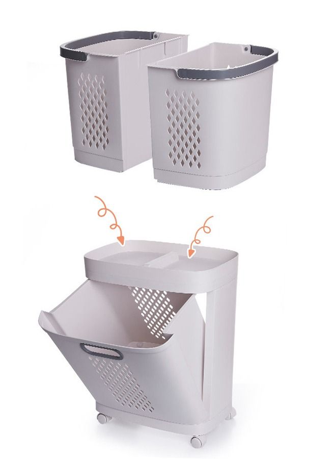 Rolling Laundry Basket Cart Washing Clothes Sorter Bin - Image 4