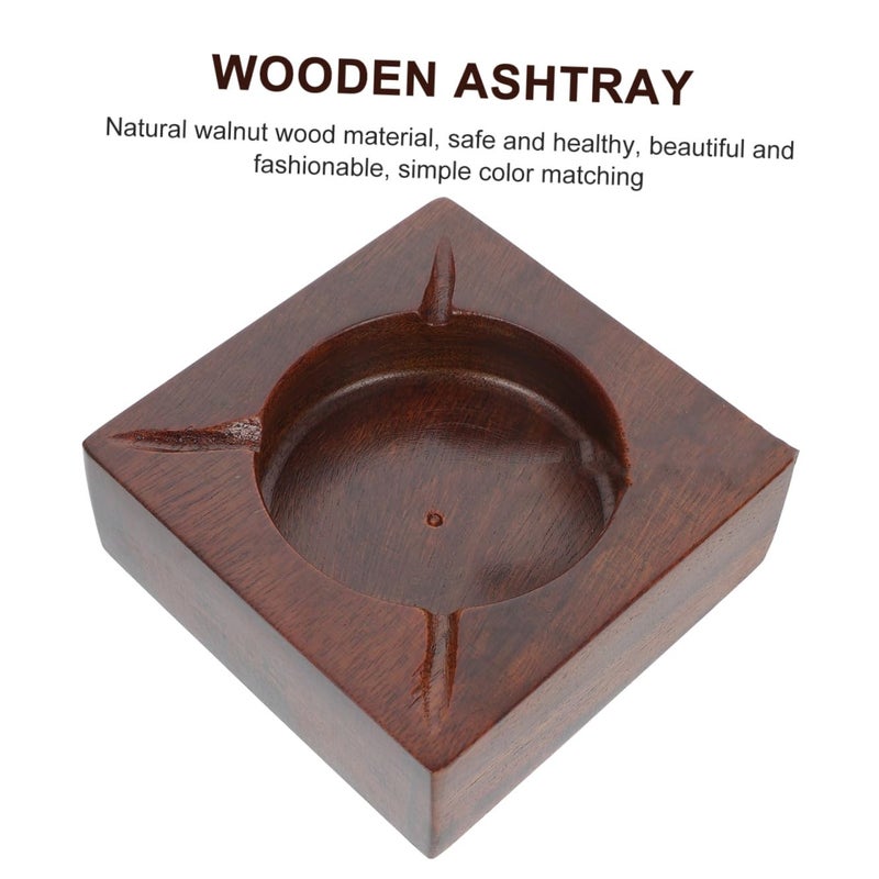 Solid Wood Ashtray for Indoor and Outdoor Use Cigarette Ash Holder Storage Case Home Decor - Image 4