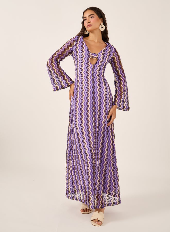 ستايلي فستان محبوك بشعار شيفرون - Image 2